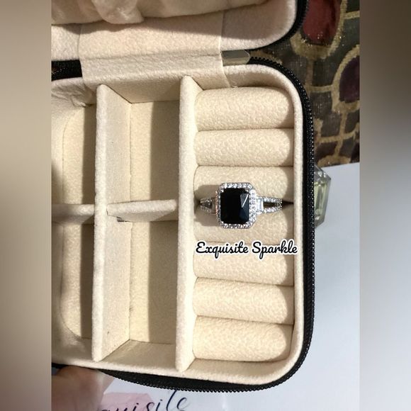 🖤Stunning Sterling Silver (925) 3.75C Emerald Cut Genuine Black Onyx 💎 R… - Picture 11 of 16